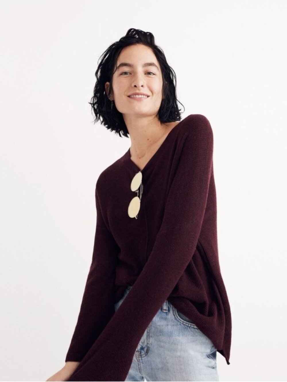 Madewell Northroad Pullover Sweater Burgundy